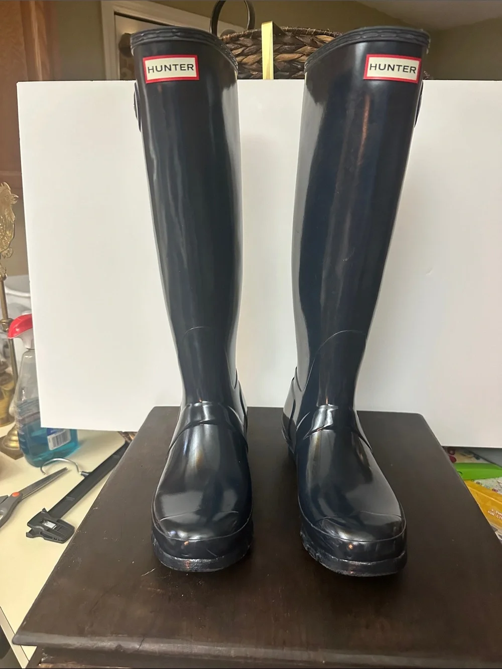Hunter Men’s Gloss Tall Rain Boots in Navy